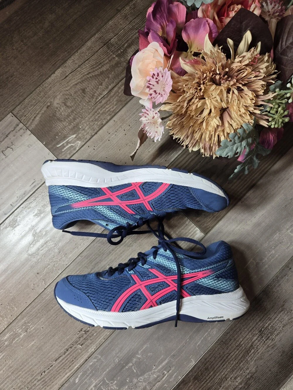 ASICS Gel‑Contend 6 Blue Pink Running Shoes – Women’s Size 8